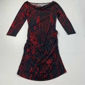 Jennifer Lopez Black & Red Ruched Dress Size Small